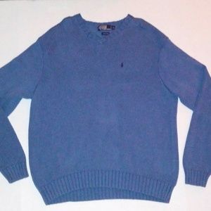 XL Blue VNeck Sweater Polo by RalphLauren